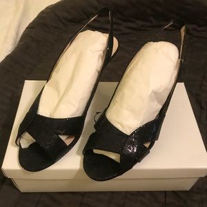 Caparros black glittery metallic heels size 10